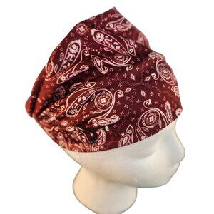 Burgundy Paisley Knit Headwrap Hairband Soft Stretchy Headband Fabric Unisex Swe